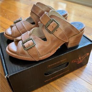 Freebird Caprice Tan Leather Sandals with Buckles